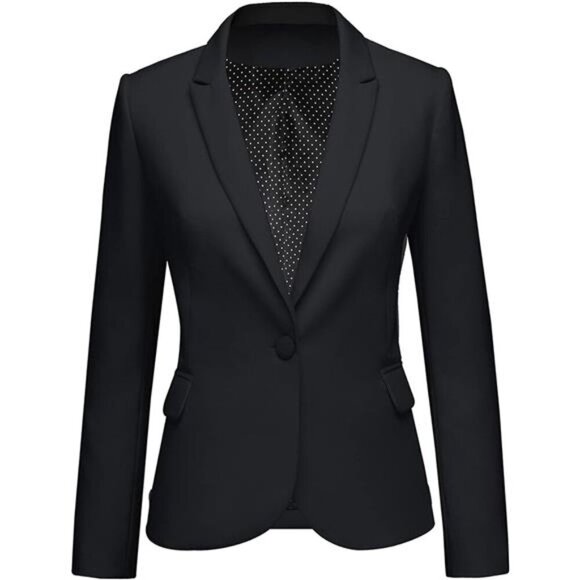 Womens Notched Lapel Pockets Button Work Office Blazer Jacket Suit - Picture 1 of 7